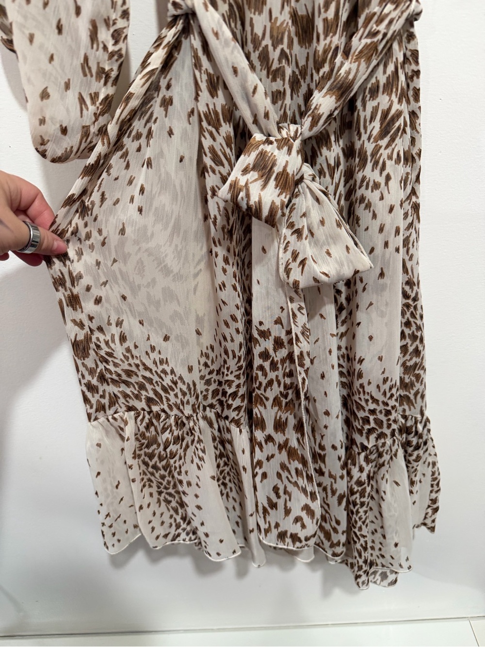 JBS Women’s Brown Animal Print Sheer Chiffon Midi Dress Belted 18W - Picture 5 of 9